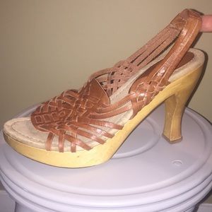 Womens genuine leather heeled sandals